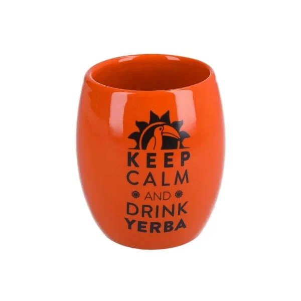 Matero Ceramiczne Huevo Red 200Ml Czarny Nadruk